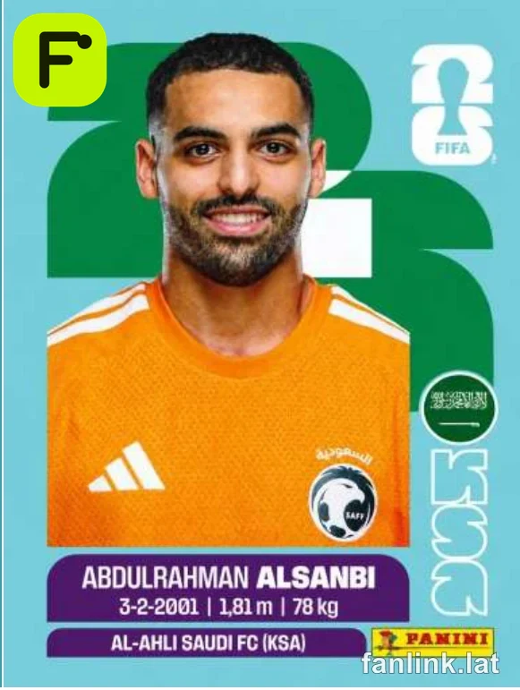 Abdulrahman Al-Sanbi #KSA3 — Lámina Panini FIFA World Cup 2026