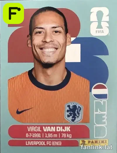 Virgil Van Dijk #NED3 — Lámina Panini FIFA World Cup 2026