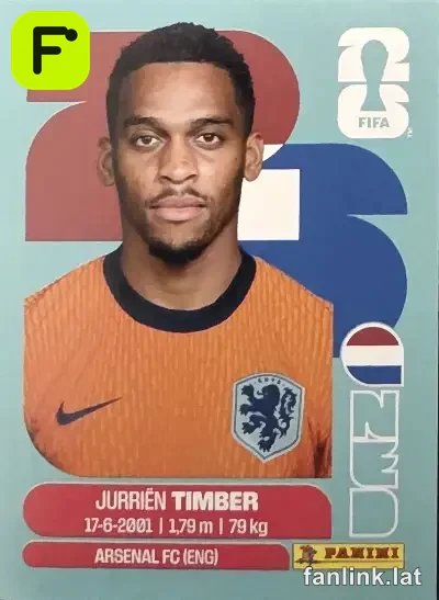 Jurien Timber #NED5 — Lámina Panini FIFA World Cup 2026
