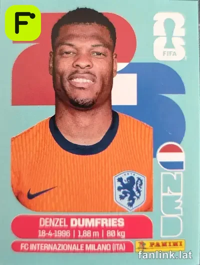 Denzel Dumfries #NED6 — Lámina Panini FIFA World Cup 2026