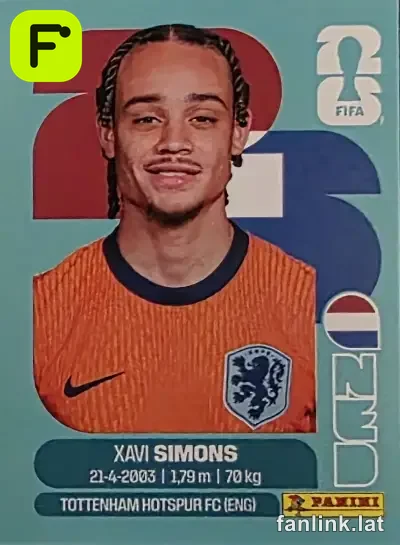 Xavi Simons #NED15 — Lámina Panini FIFA World Cup 2026