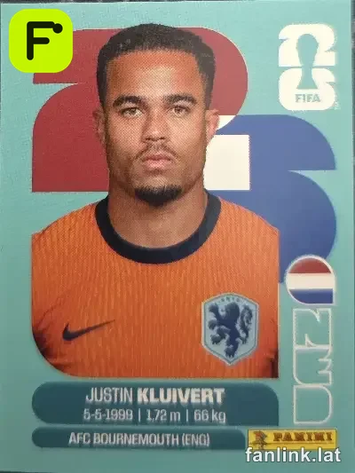 Justin Kluivert #NED16 — Lámina Panini FIFA World Cup 2026