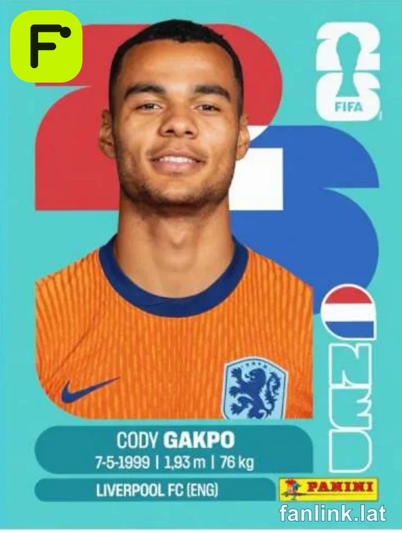 Cody Gakpo #NED20 — Lámina Panini FIFA World Cup 2026