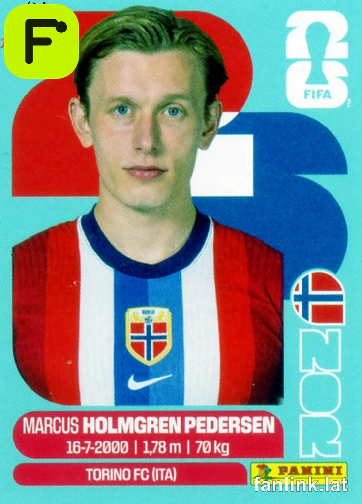 Marcus Holmgren Pedersen #NOR6 — Lámina Panini FIFA World Cup 2026