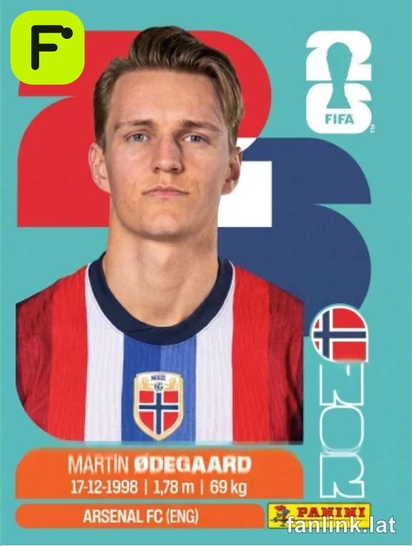 Martin Ødegaard #NOR10 — Lámina Panini FIFA World Cup 2026