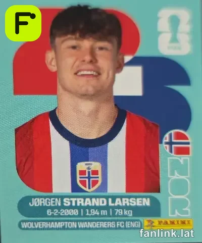 Jorgen Strand Larsen #NOR18 — Lámina Panini FIFA World Cup 2026