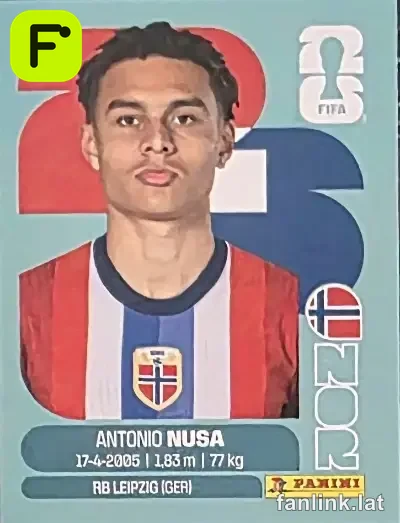 Antonio Nusa #NOR19 — Lámina Panini FIFA World Cup 2026