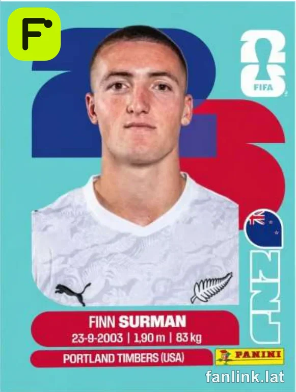 Finn Surman #NZL9 — Lámina Panini FIFA World Cup 2026