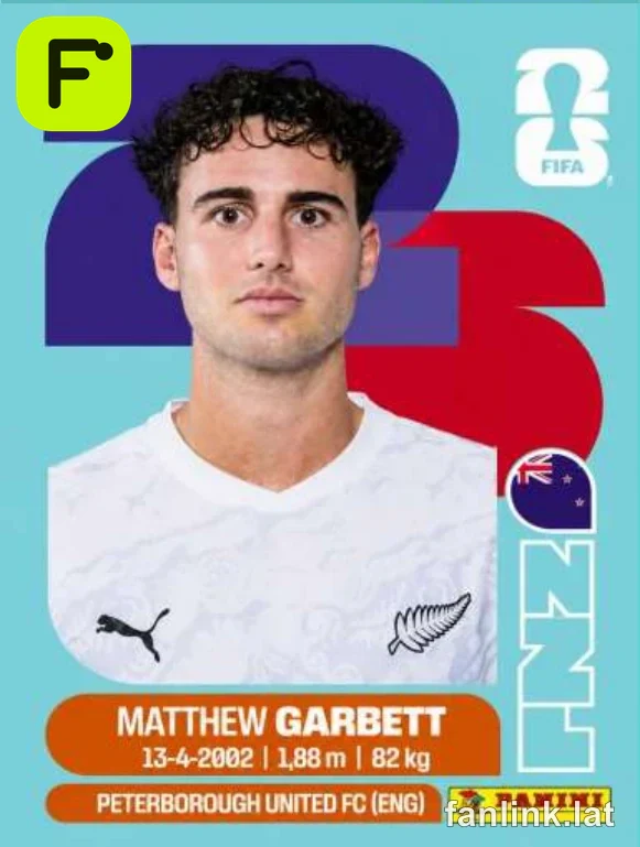 Matthew Garbett #NZL14 — Lámina Panini FIFA World Cup 2026