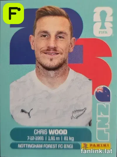Chris Wood #NZL17 — Lámina Panini FIFA World Cup 2026