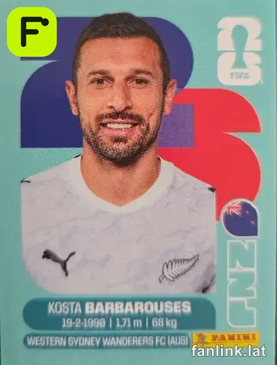 Kosta Barbarouses #NZL20 — Lámina Panini FIFA World Cup 2026