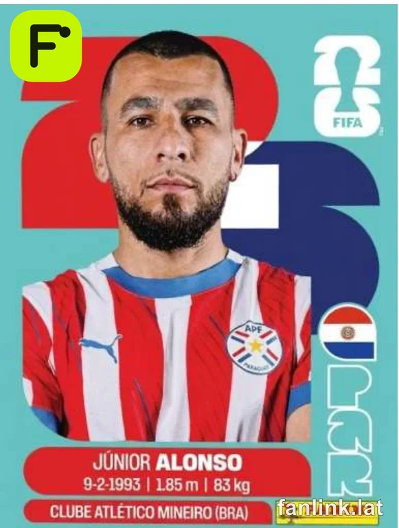 Junior Alonso #PAR8 — Lámina Panini FIFA World Cup 2026