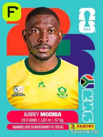 Aubrey Modiba #RSA4 — Lámina Panini FIFA World Cup 2026