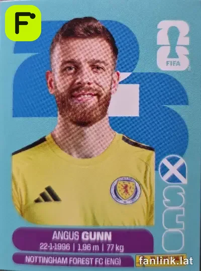 Angus Gunn #SCO2 — Lámina Panini FIFA World Cup 2026