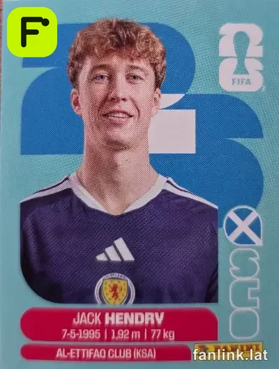 Jack Hendry #SCO3 — Lámina Panini FIFA World Cup 2026