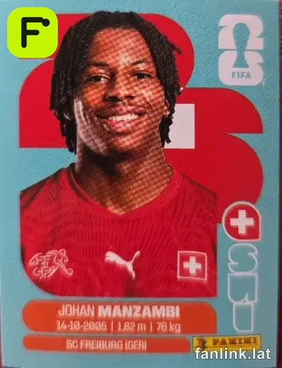 Johan Manzambi #SUI15 — Lámina Panini FIFA World Cup 2026