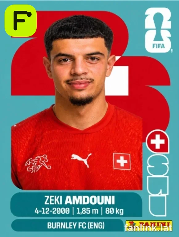 Zeki Amdouni #SUI20 — Lámina Panini FIFA World Cup 2026