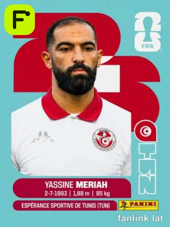 Yassine Meriah #TUN6 — Lámina Panini FIFA World Cup 2026