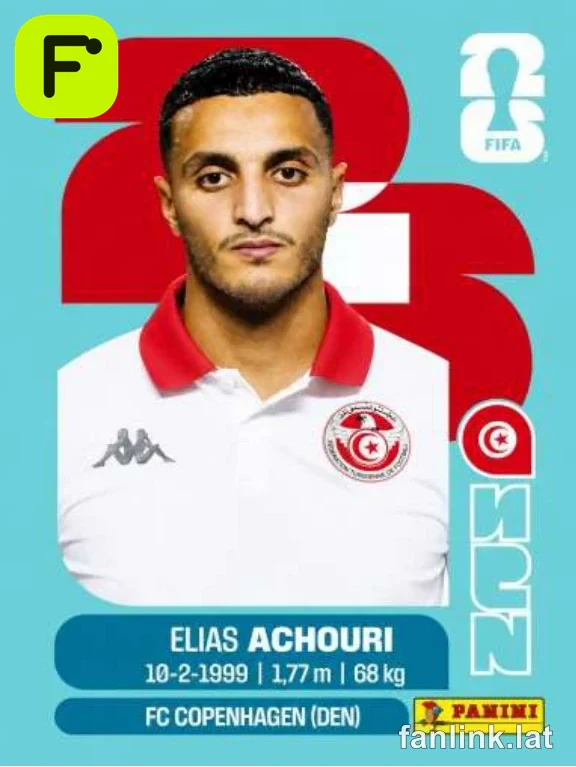 Elias Achouri #TUN15 — Lámina Panini FIFA World Cup 2026