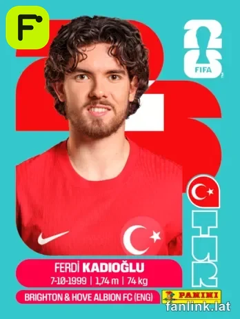 Ferdi Kadioglu #TUR8 — Lámina Panini FIFA World Cup 2026