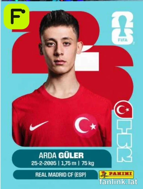 Arda Guler #TUR14 — Lámina Panini FIFA World Cup 2026