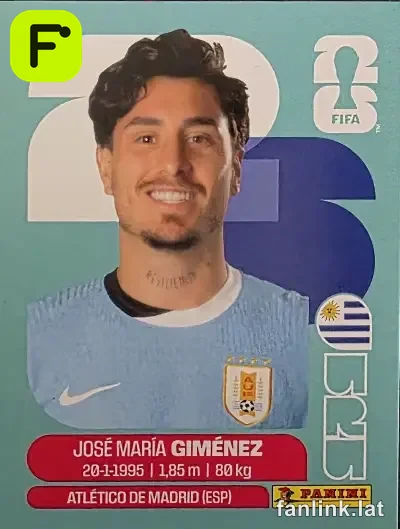 José María Giménez #URU5 — Lámina Panini FIFA World Cup 2026
