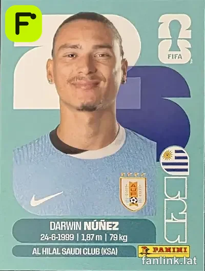 Darwin Núñez #URU17 — Lámina Panini FIFA World Cup 2026