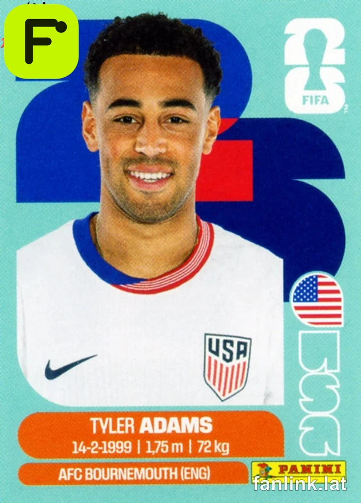 Tyler Adams #USA8 — Lámina Panini FIFA World Cup 2026