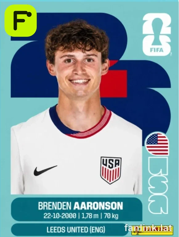 Brenden Aaronson #USA17 — Lámina Panini FIFA World Cup 2026