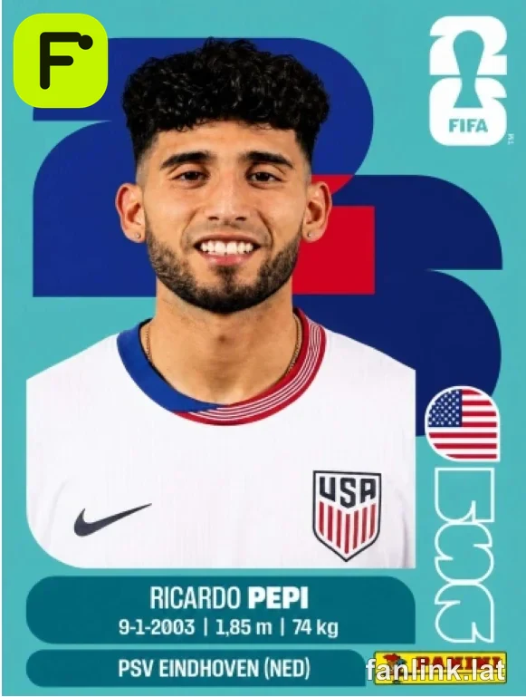 Ricardo Pepi #USA18 — Lámina Panini FIFA World Cup 2026