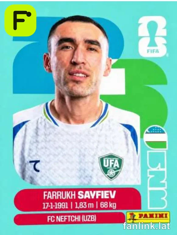 Farrukh Savfiev #UZB3 — Lámina Panini FIFA World Cup 2026