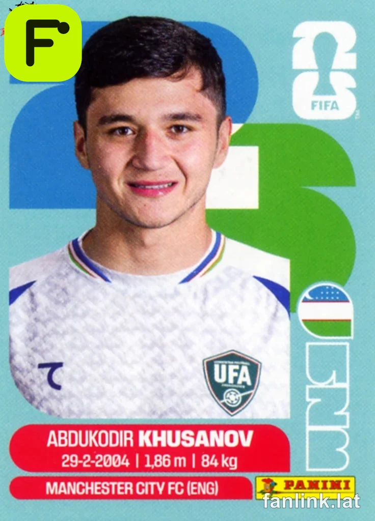 Abdukodir Khusanov #UZB9 — Lámina Panini FIFA World Cup 2026