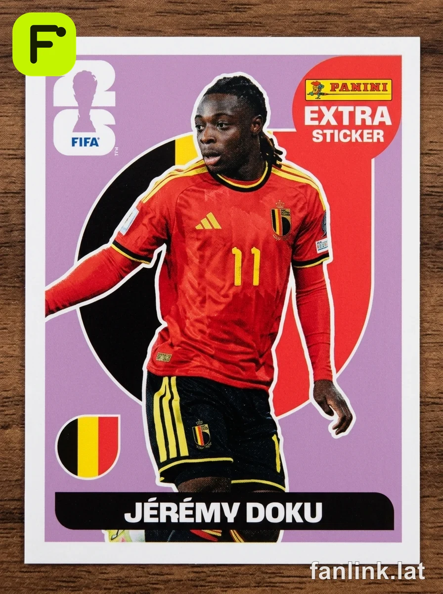 Jérémy Doku #EXTRA10 — Lámina Panini FIFA World Cup 2026
