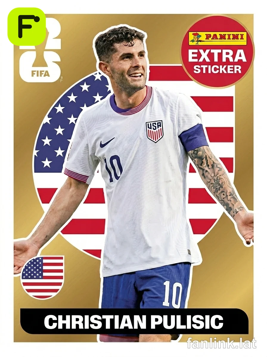 Christian Pulisic (Gold) #EXTRA3G — Lámina Panini FIFA World Cup 2026